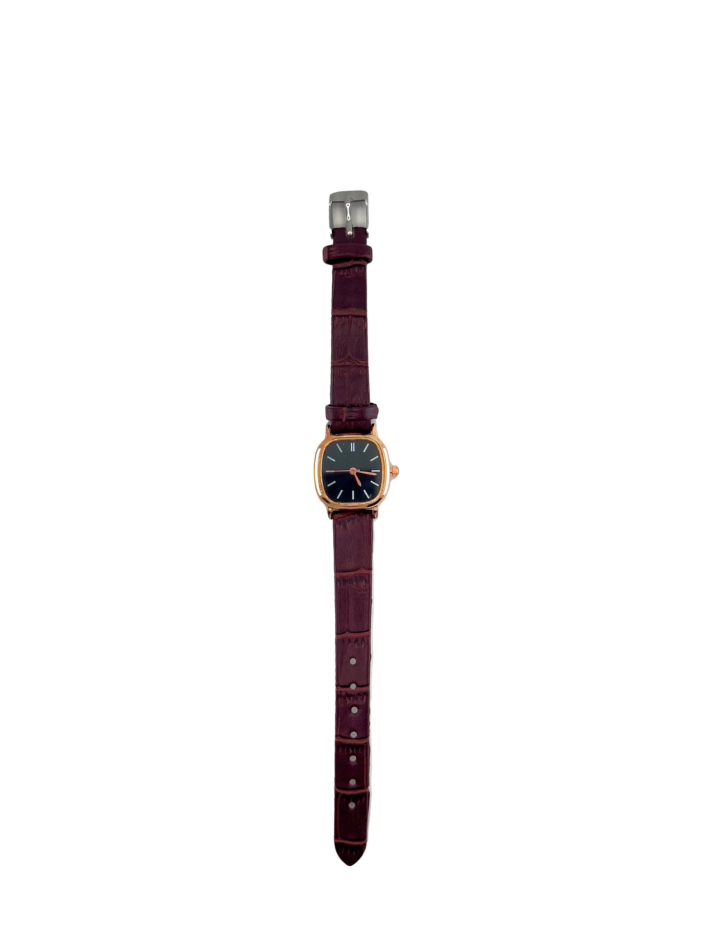 Burgundy Leather Strap Watch