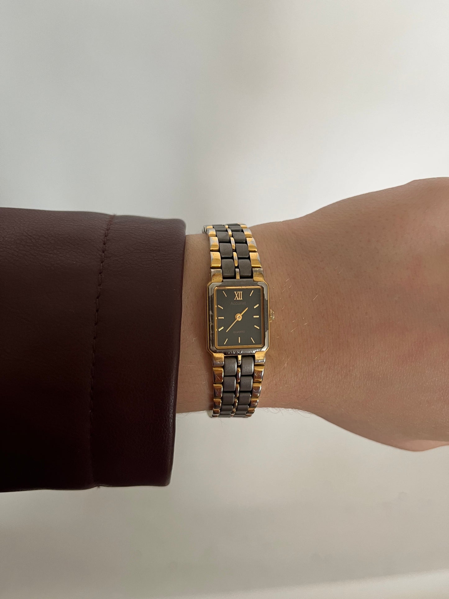 Two-Tone Gold & Gunmetal Rectangle Link Watch