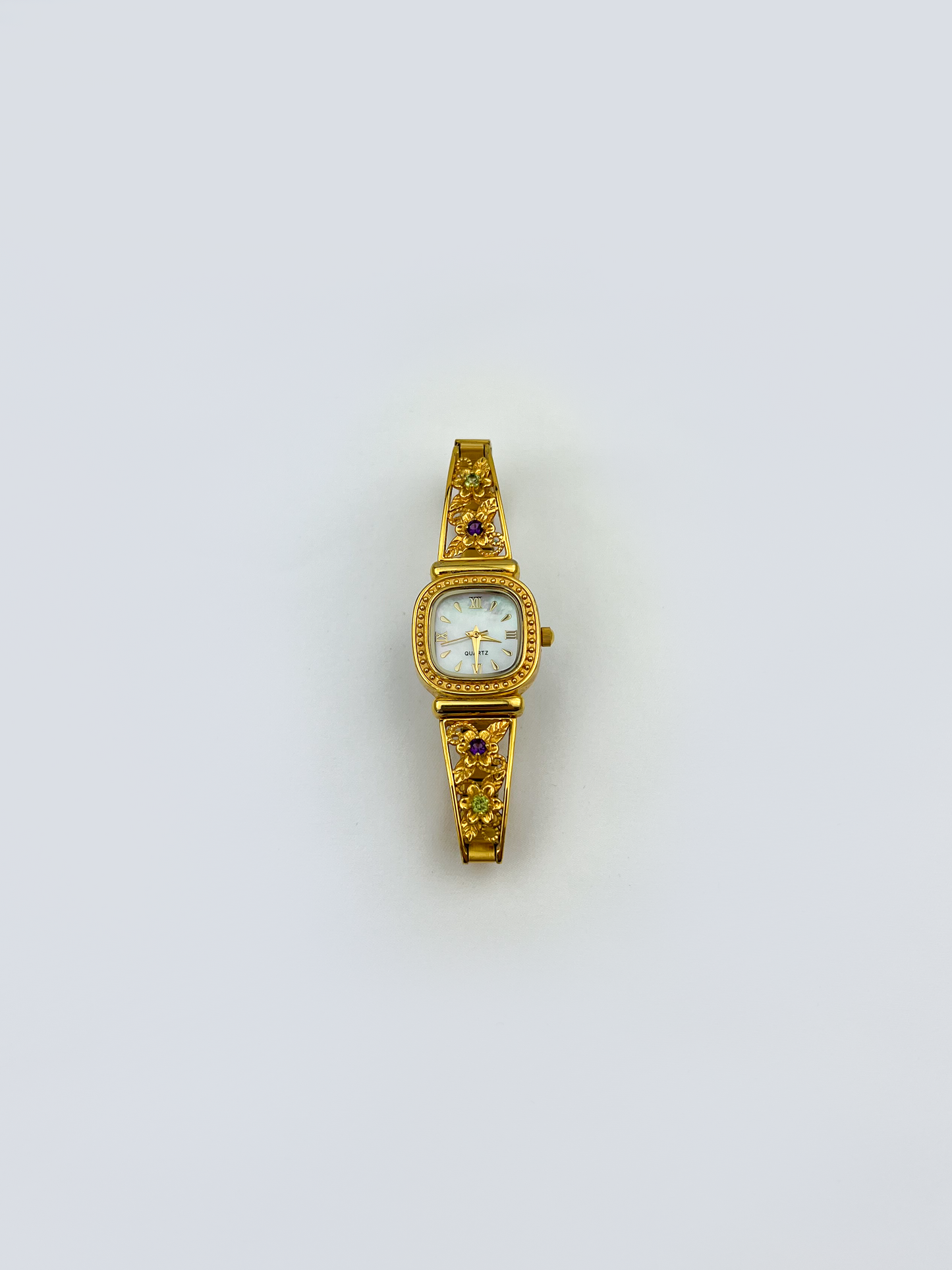 Floral Gemstone Gold Watch