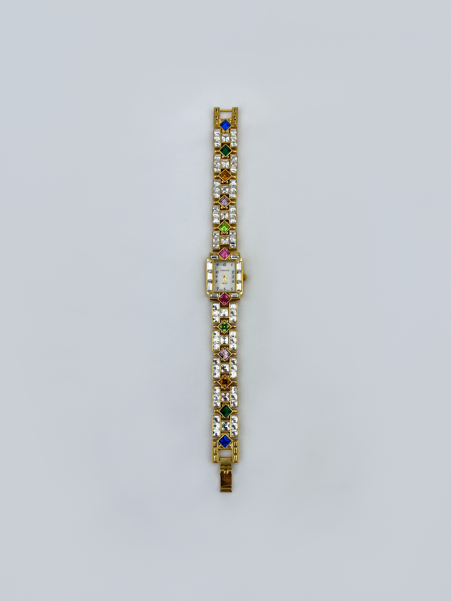 Rhinestone Multicolor Gemstones Gold Watch