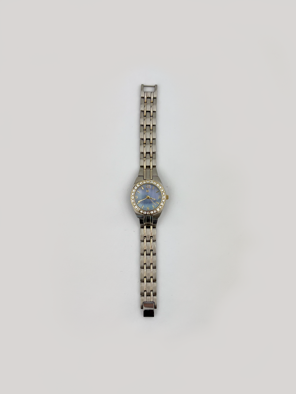 Blue Face Rhinestone Silver Watch