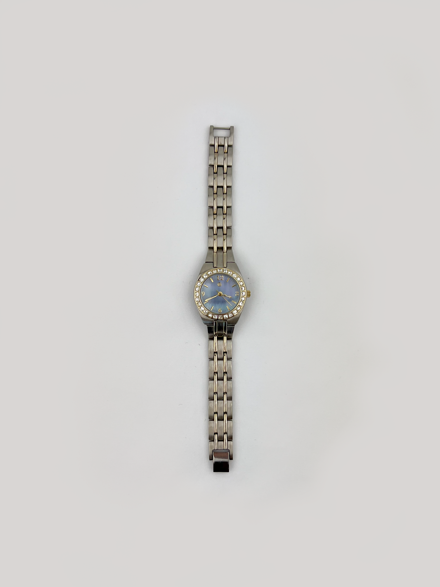 Blue Face Rhinestone Silver Watch