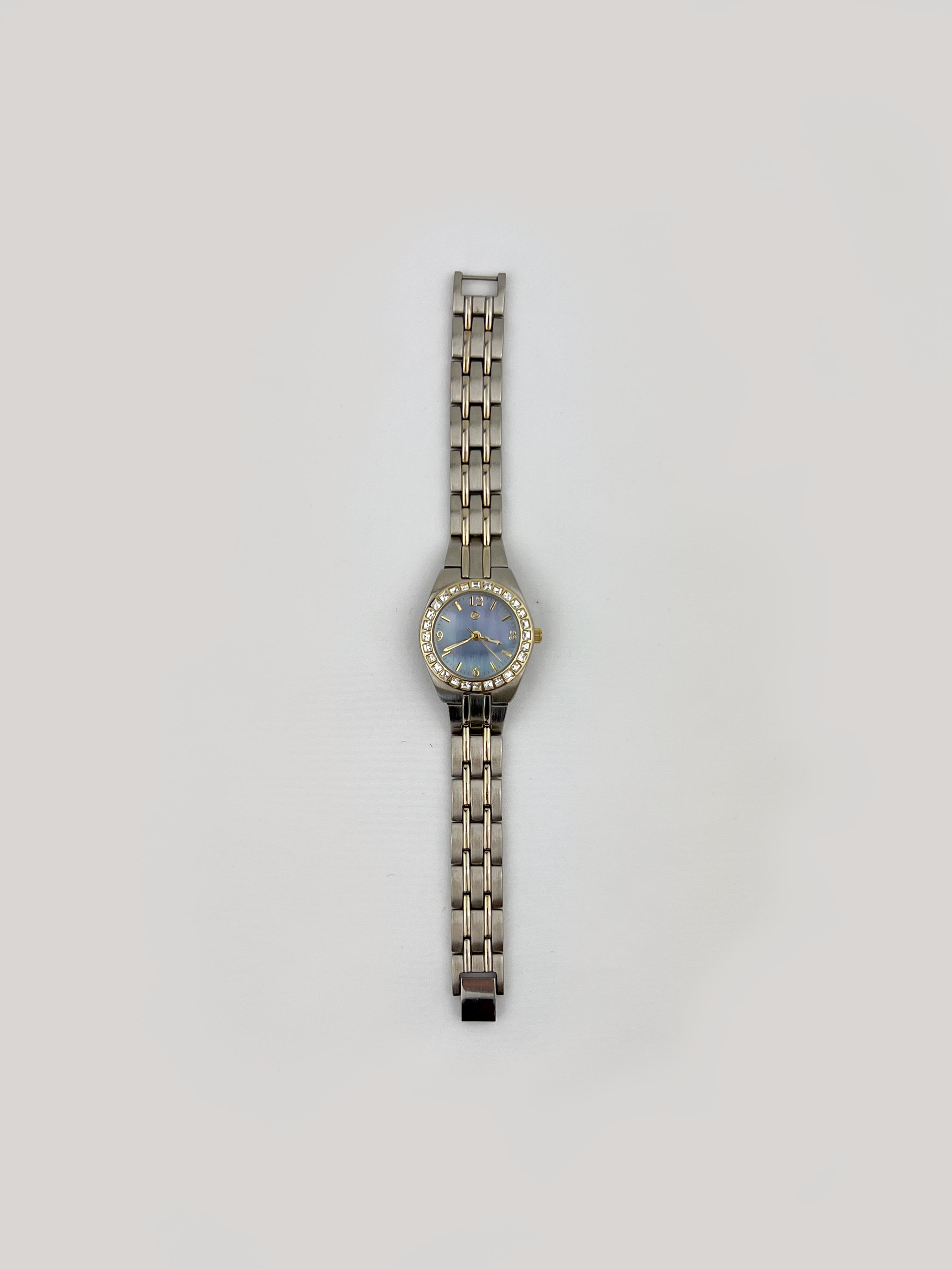 Blue Face Rhinestone Silver Watch
