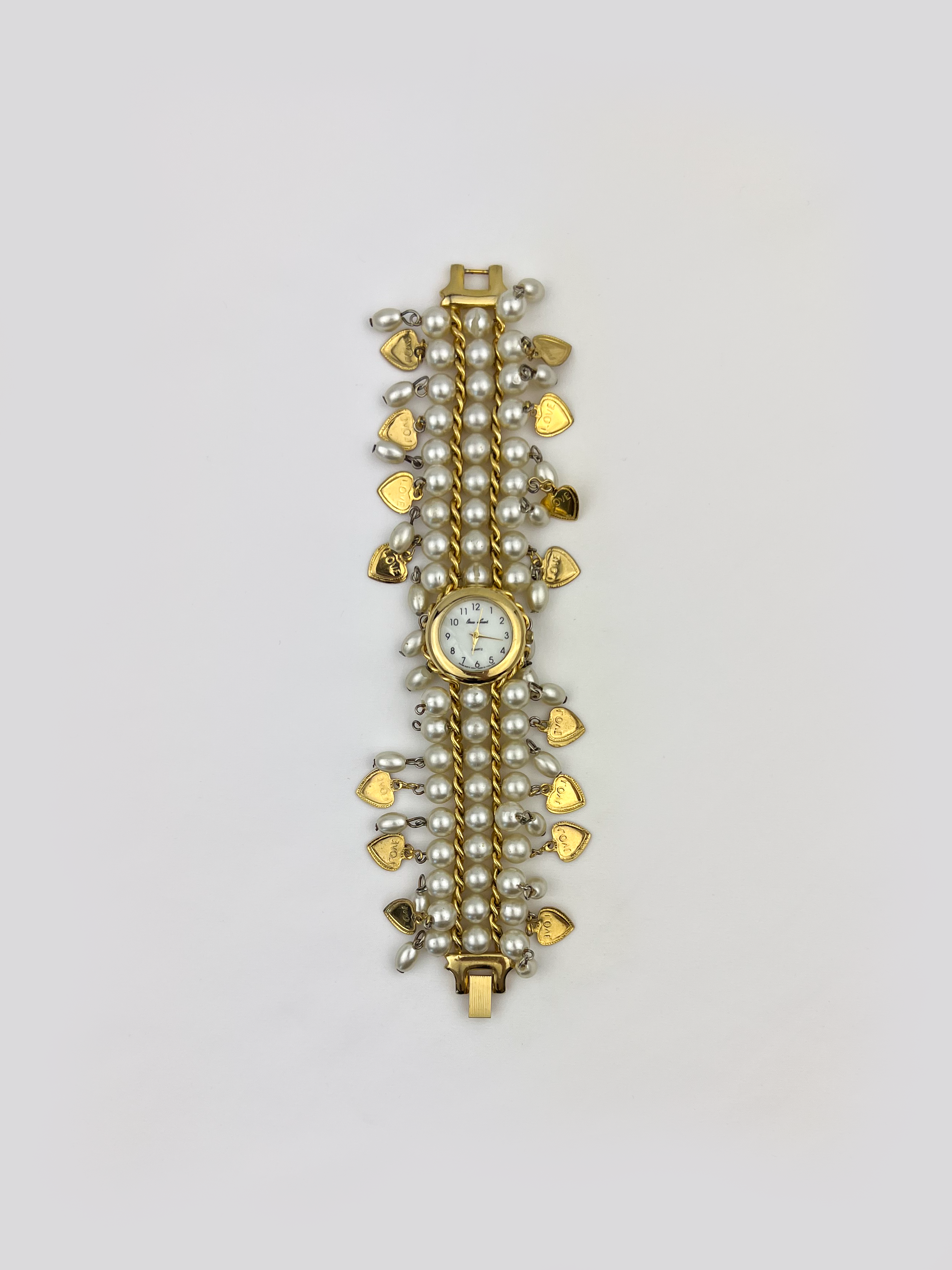 Vintage Charm Pearl Gold Watch
