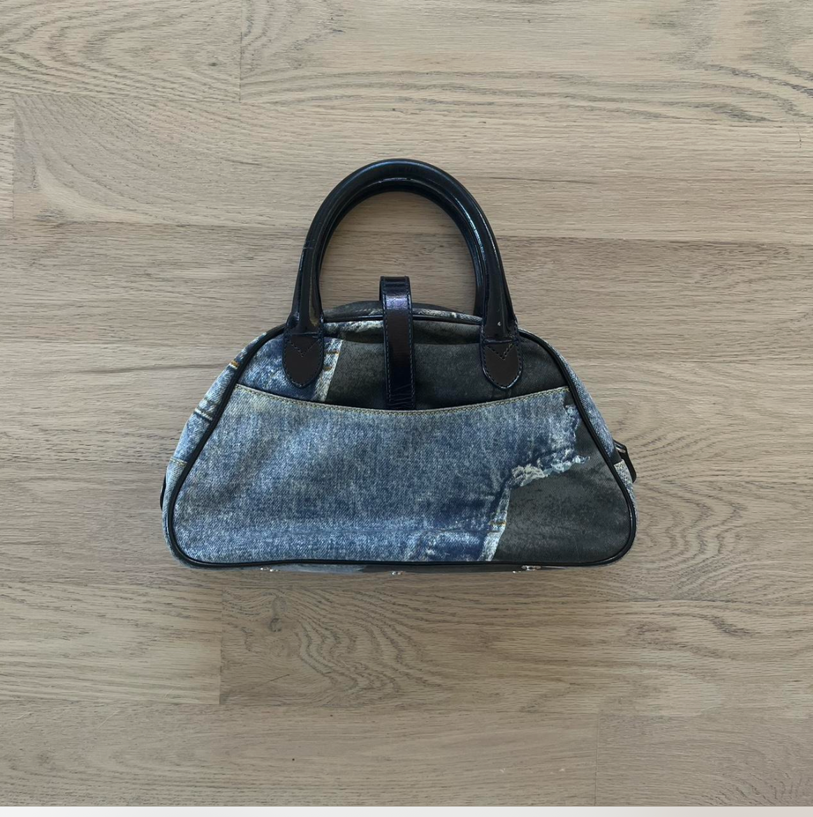 Rare Christian Dior Denim Double Saddle Bowler Bag