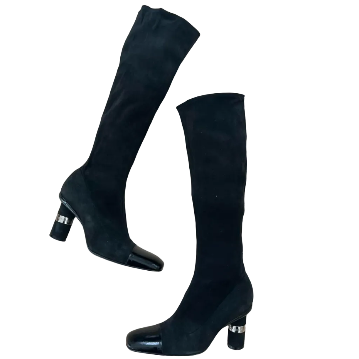 Chanel 2000s Black Knee High Sock Boot