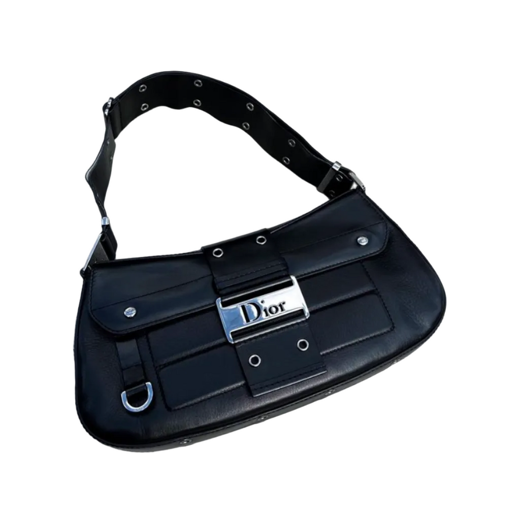 Vintage Dior Black Leather Street Chic Columbus Bag