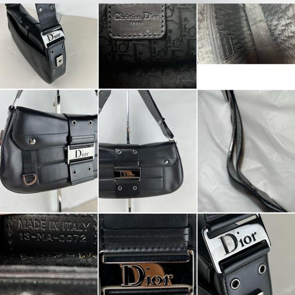 Vintage Dior Black Leather Street Chic Columbus Bag