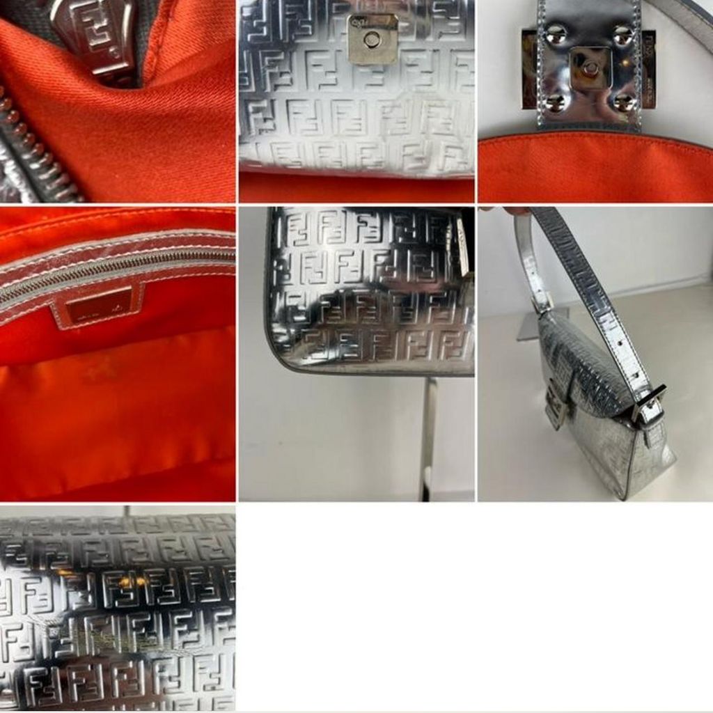 Rare Fendi Metallic Embossed Zucca Baguette