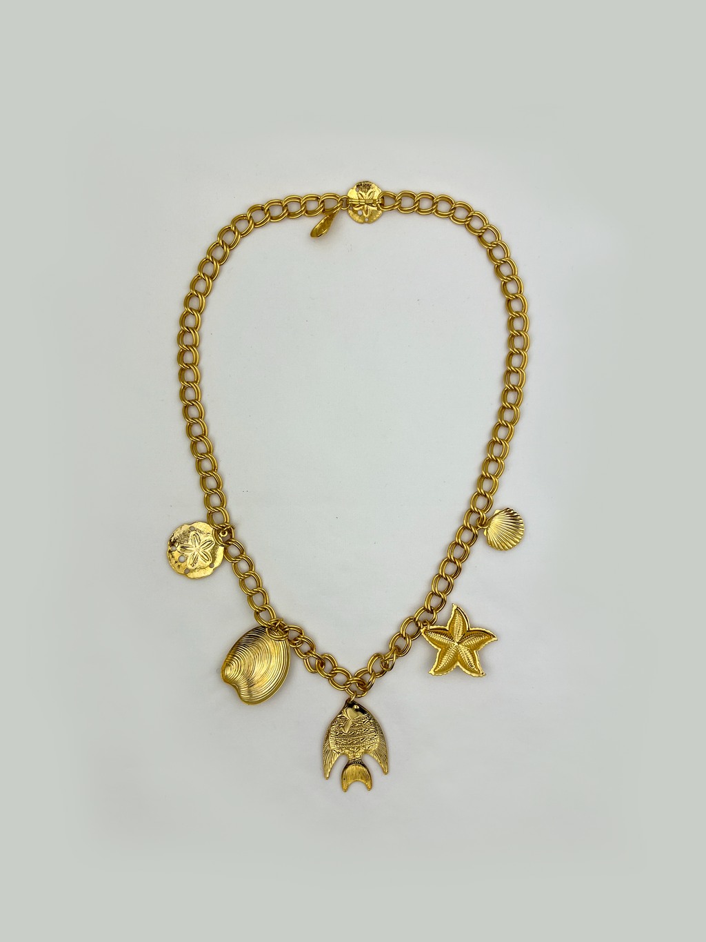 Seashell Fish Charm Gold Necklace