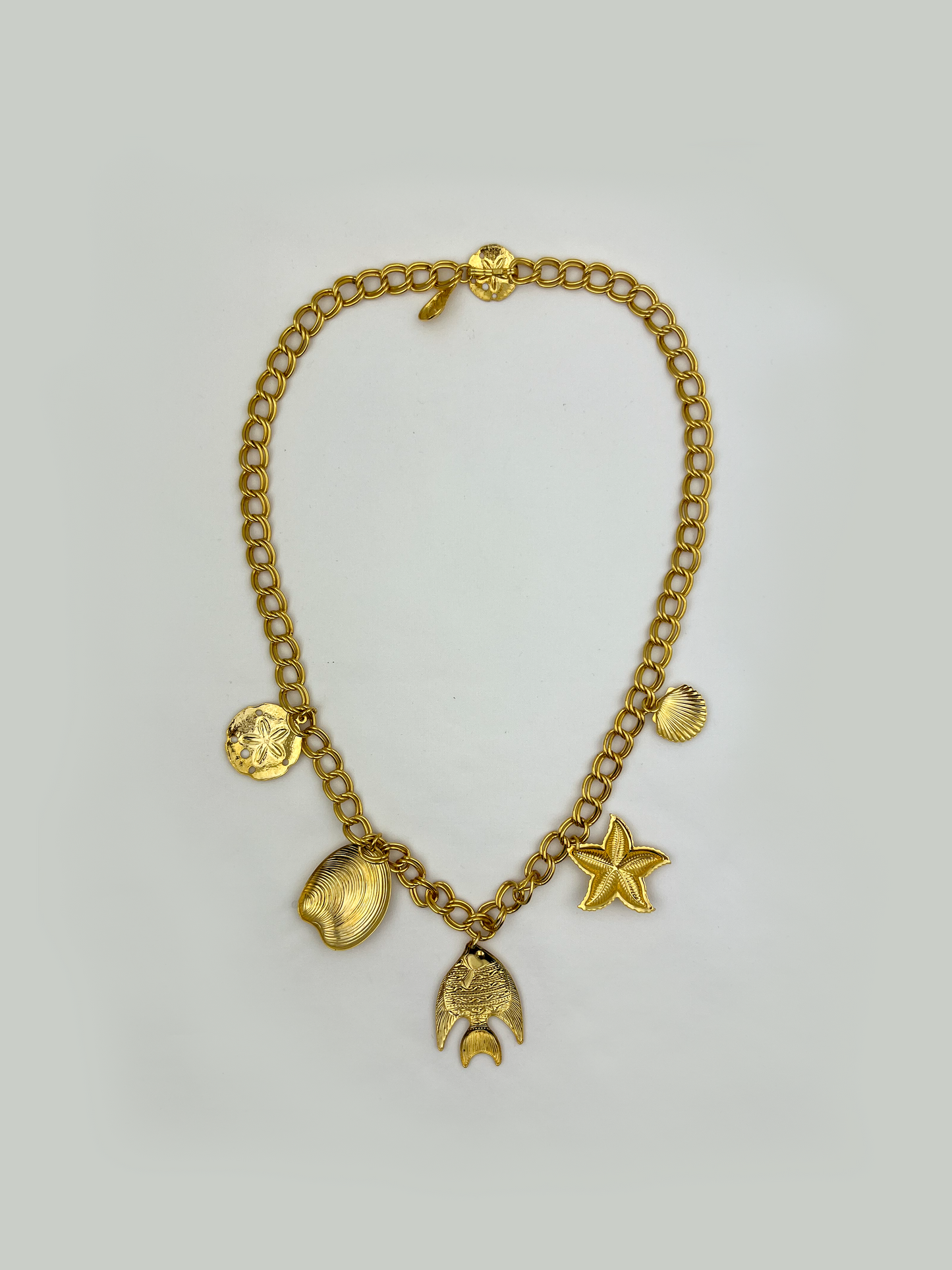 Seashell Fish Charm Gold Necklace