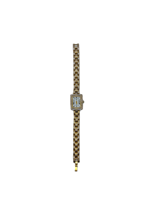 Square Rhinestone Face Gold Watch