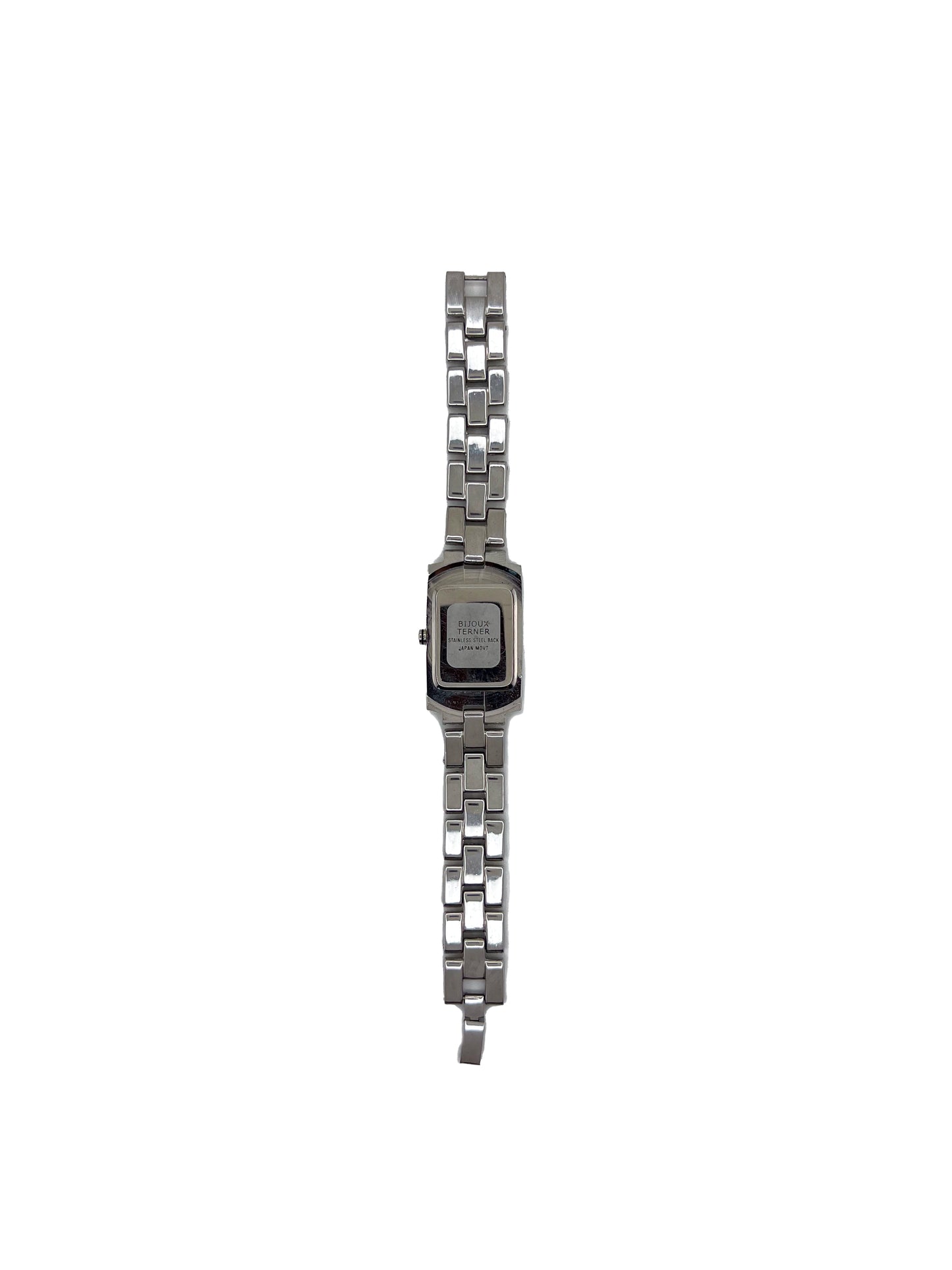 Square Ivory Detailed Face Silver Watch