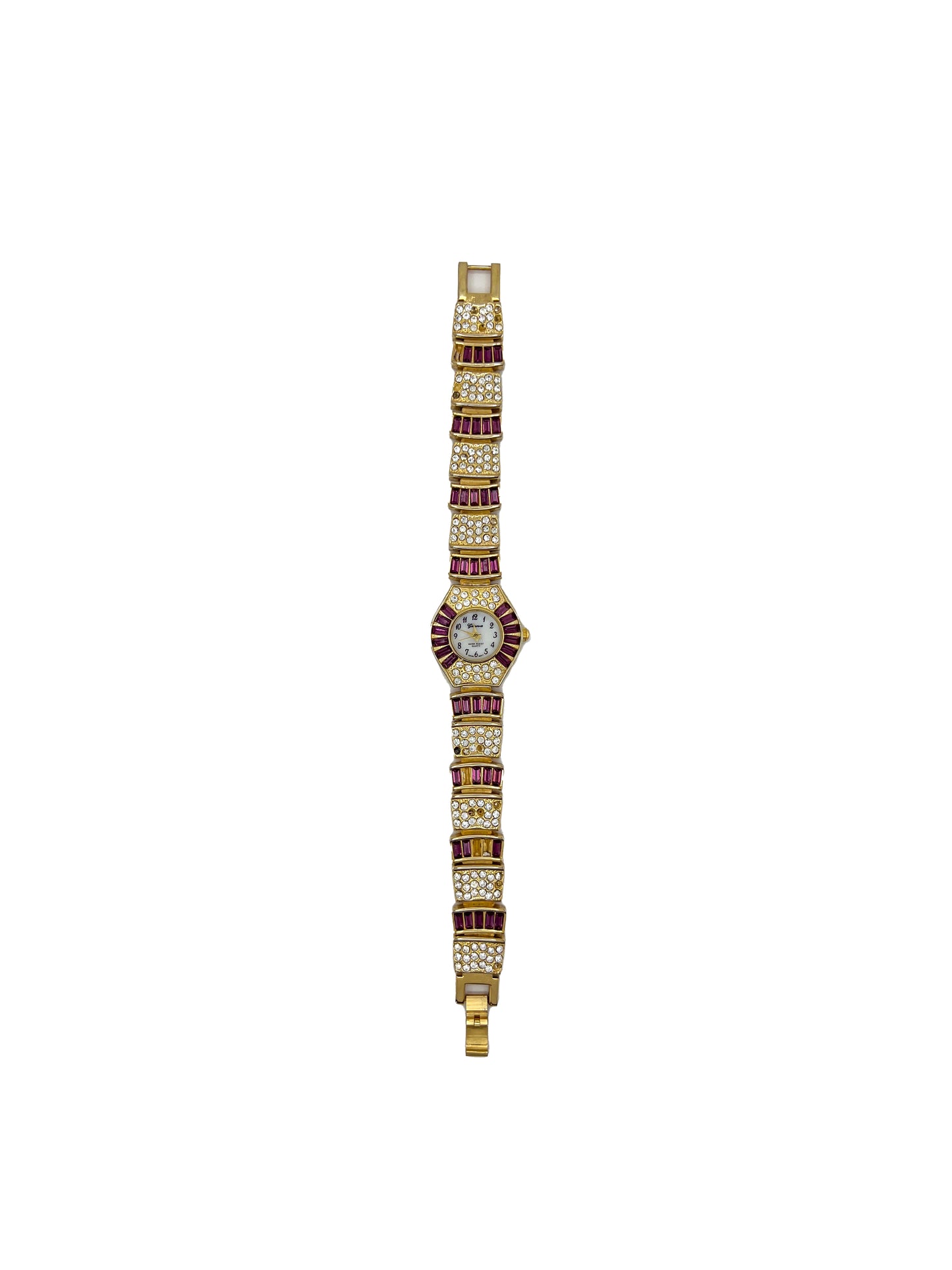 Amethyst & Rhinestone Gold Watch