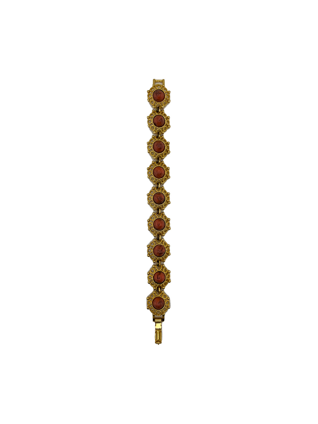 Dark Coral Marble Stone Gold Bracelet