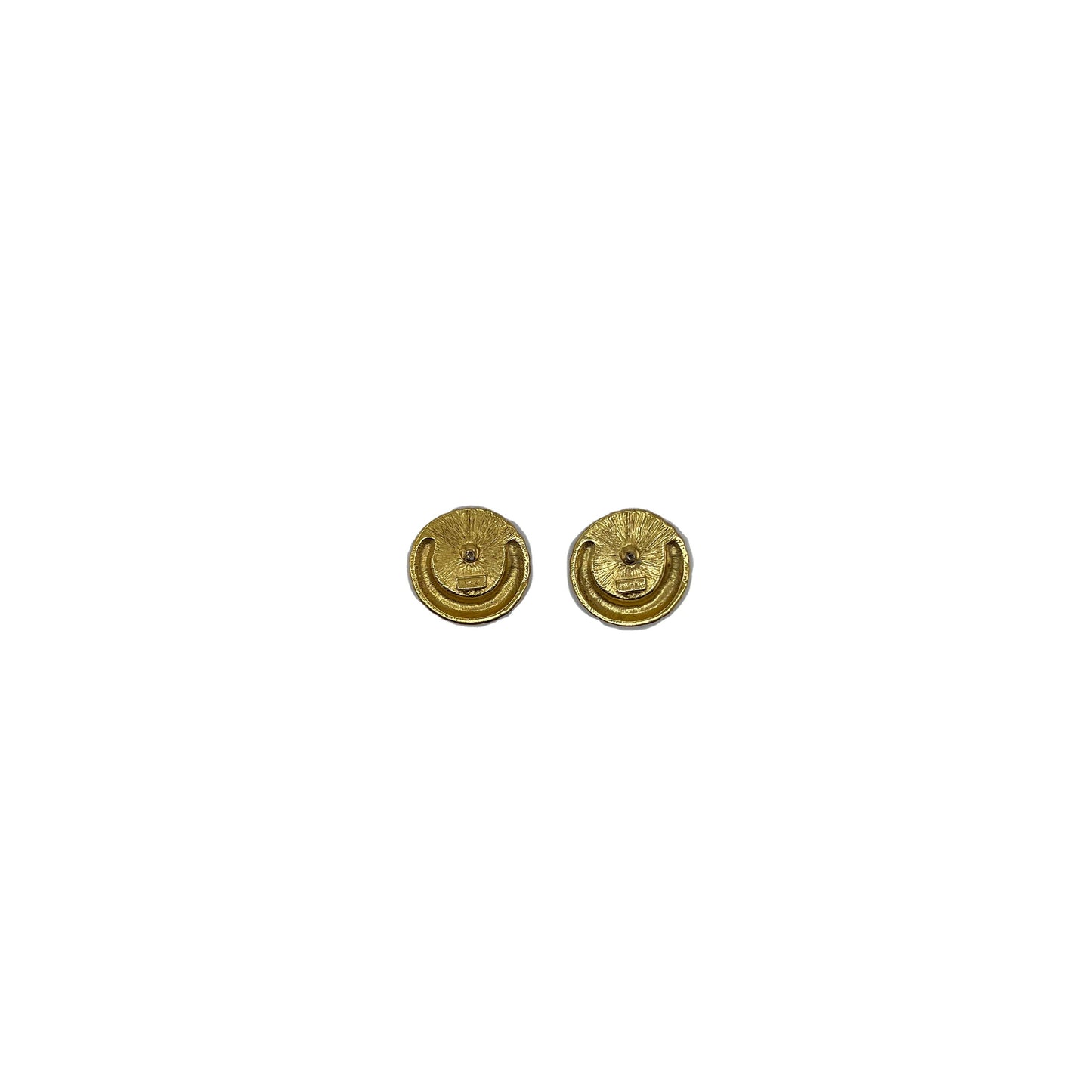 Trifari Red Stone Chunky Gold Earring