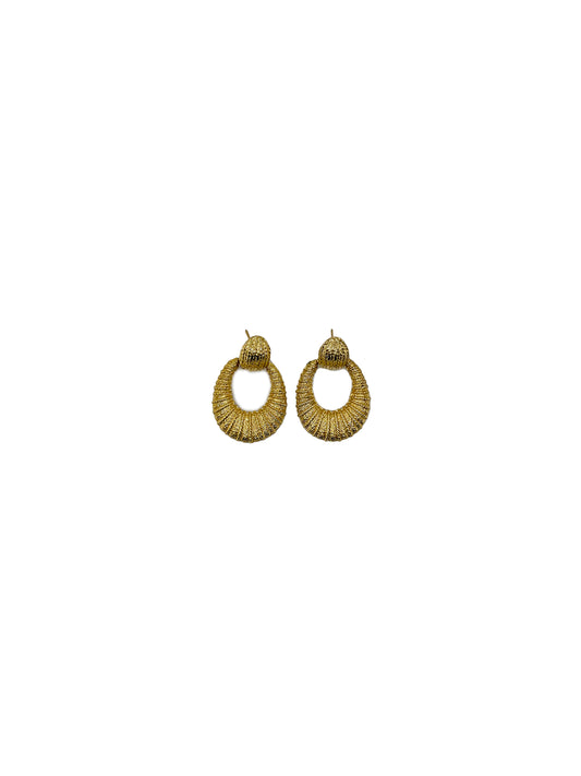 Gold Rope Embossed Hoop Earrings