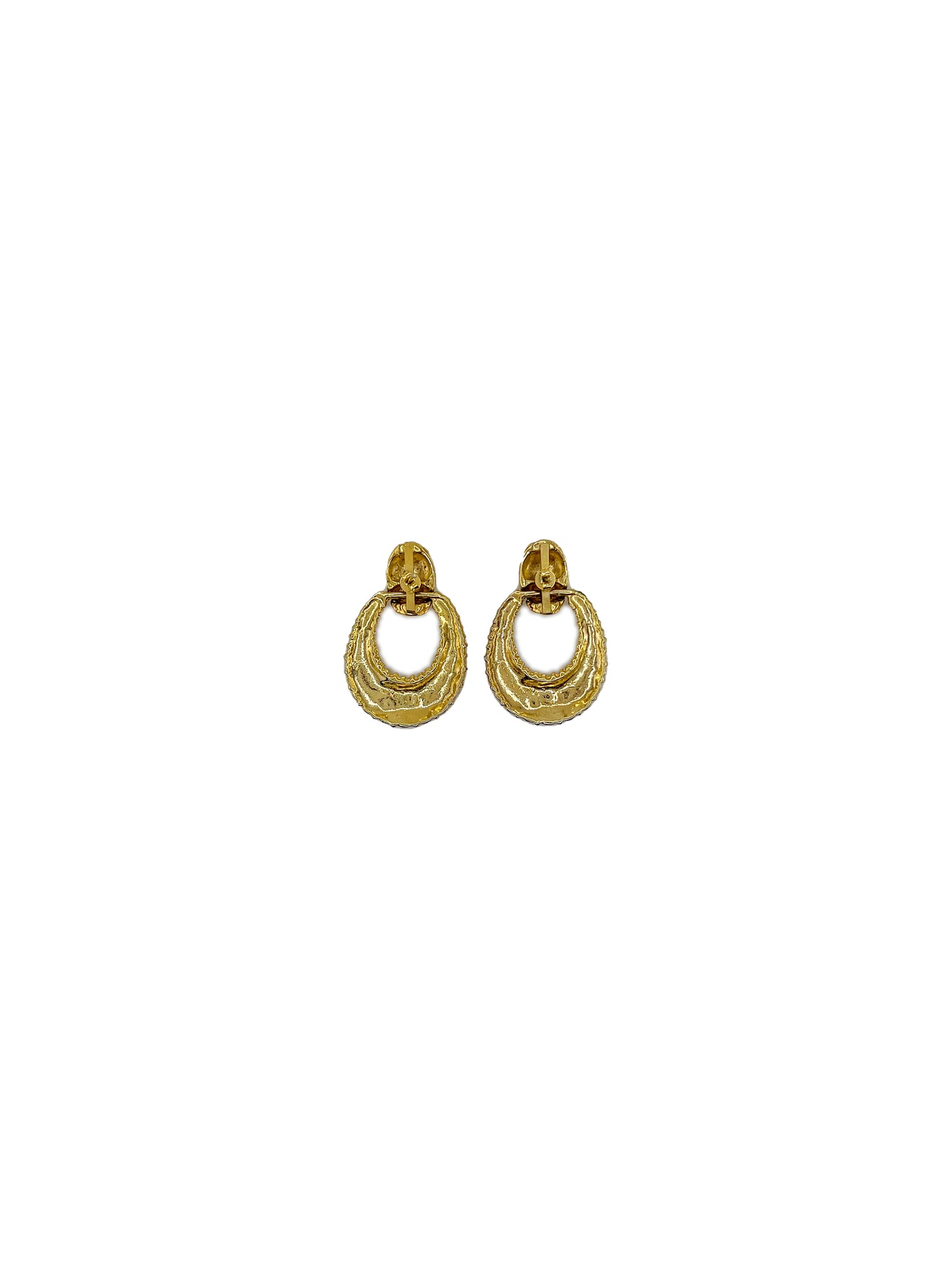 Gold Rope Embossed Hoop Earrings