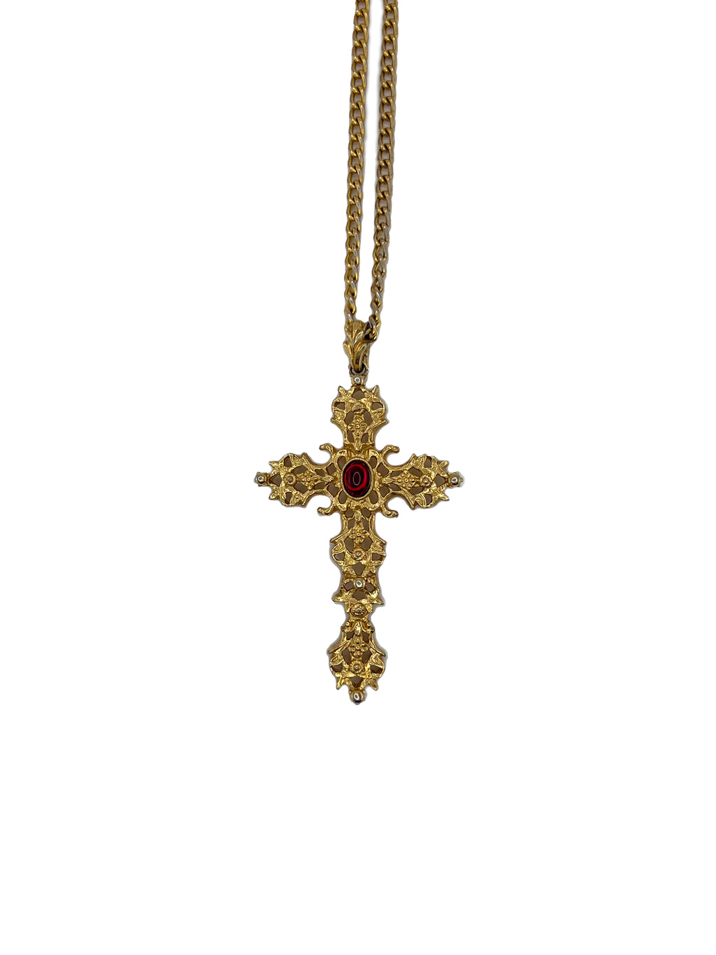 Red Gemstone Cross Necklace
