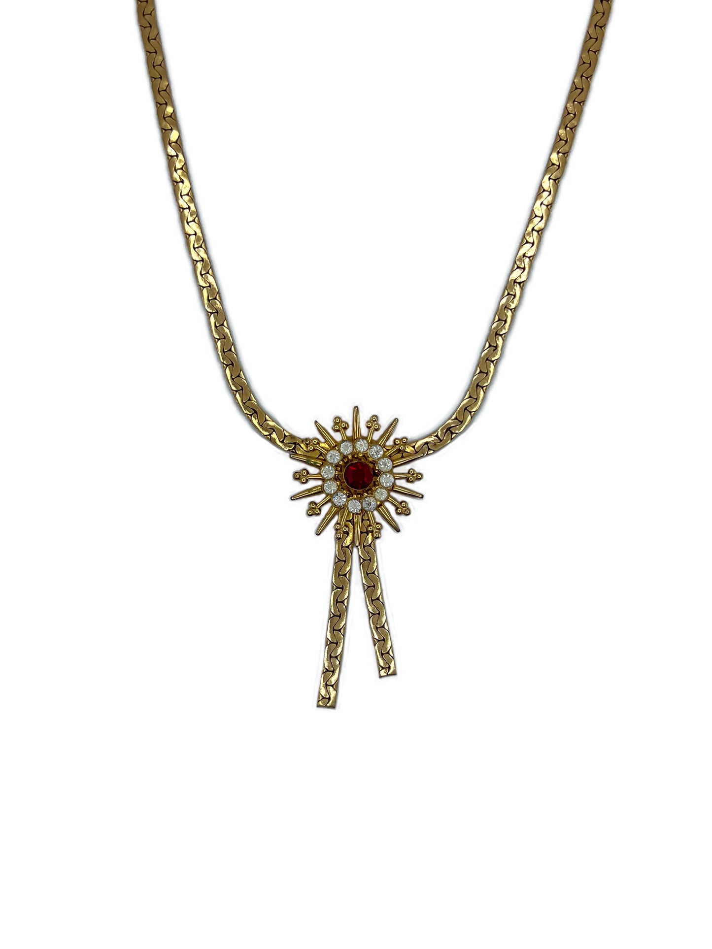 Starburst Red Gemstone & Rhinestone Necklace