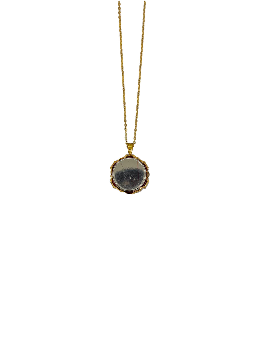 Red and Clear Gemstone Watch Necklace