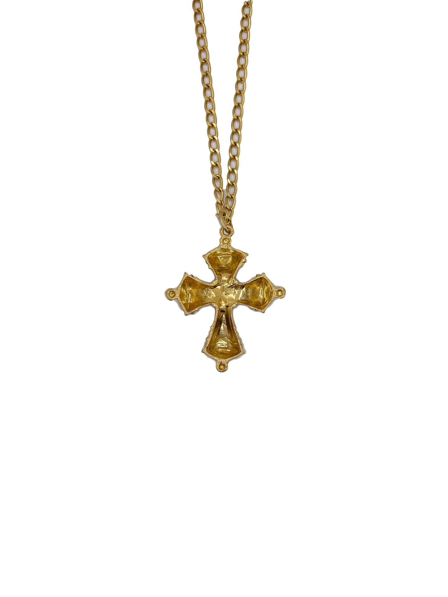 Multicolor Gemstone Extra Large Gold Cross Necklace