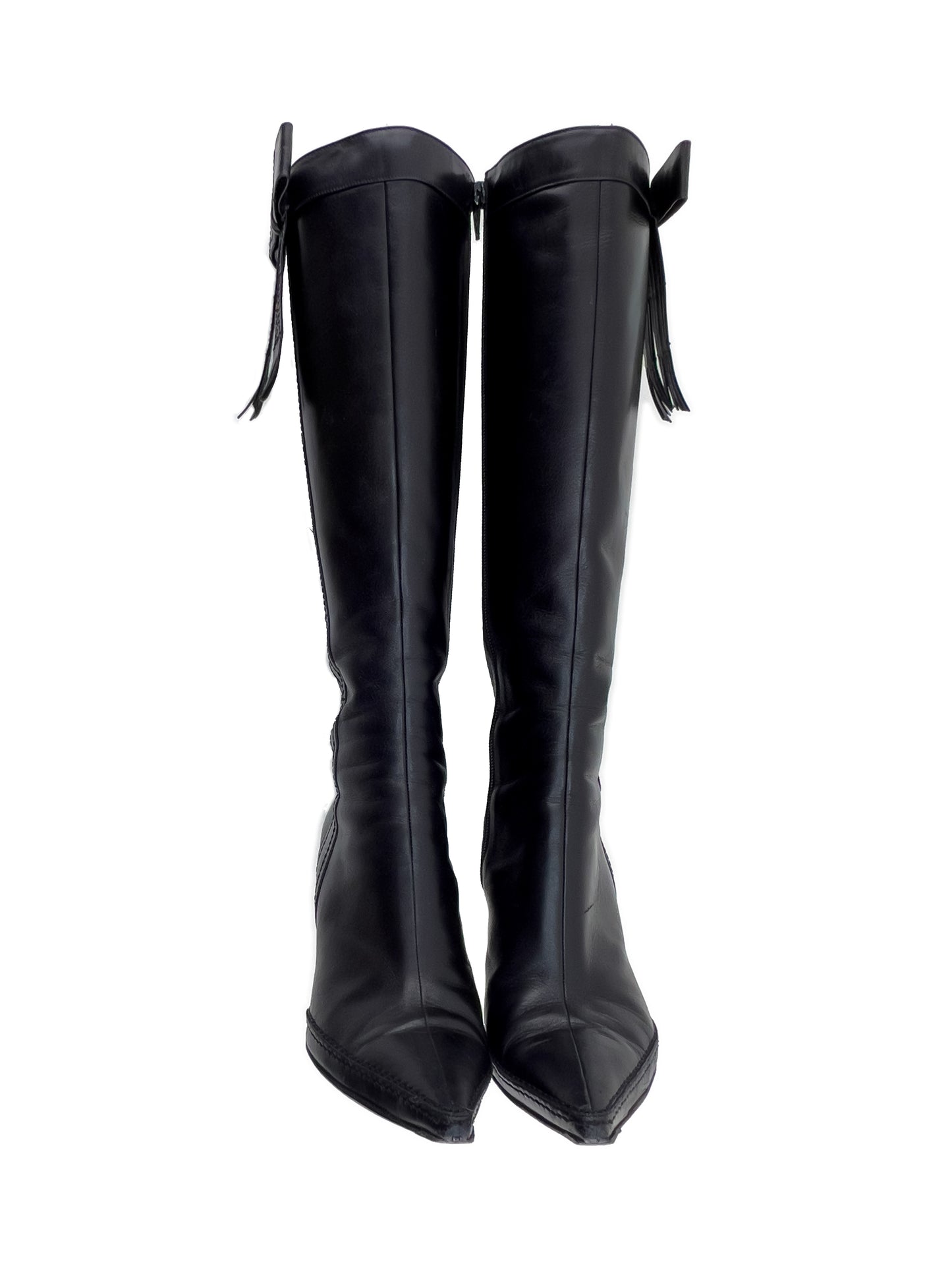 Chanel Black Bow-tie Tall Boots