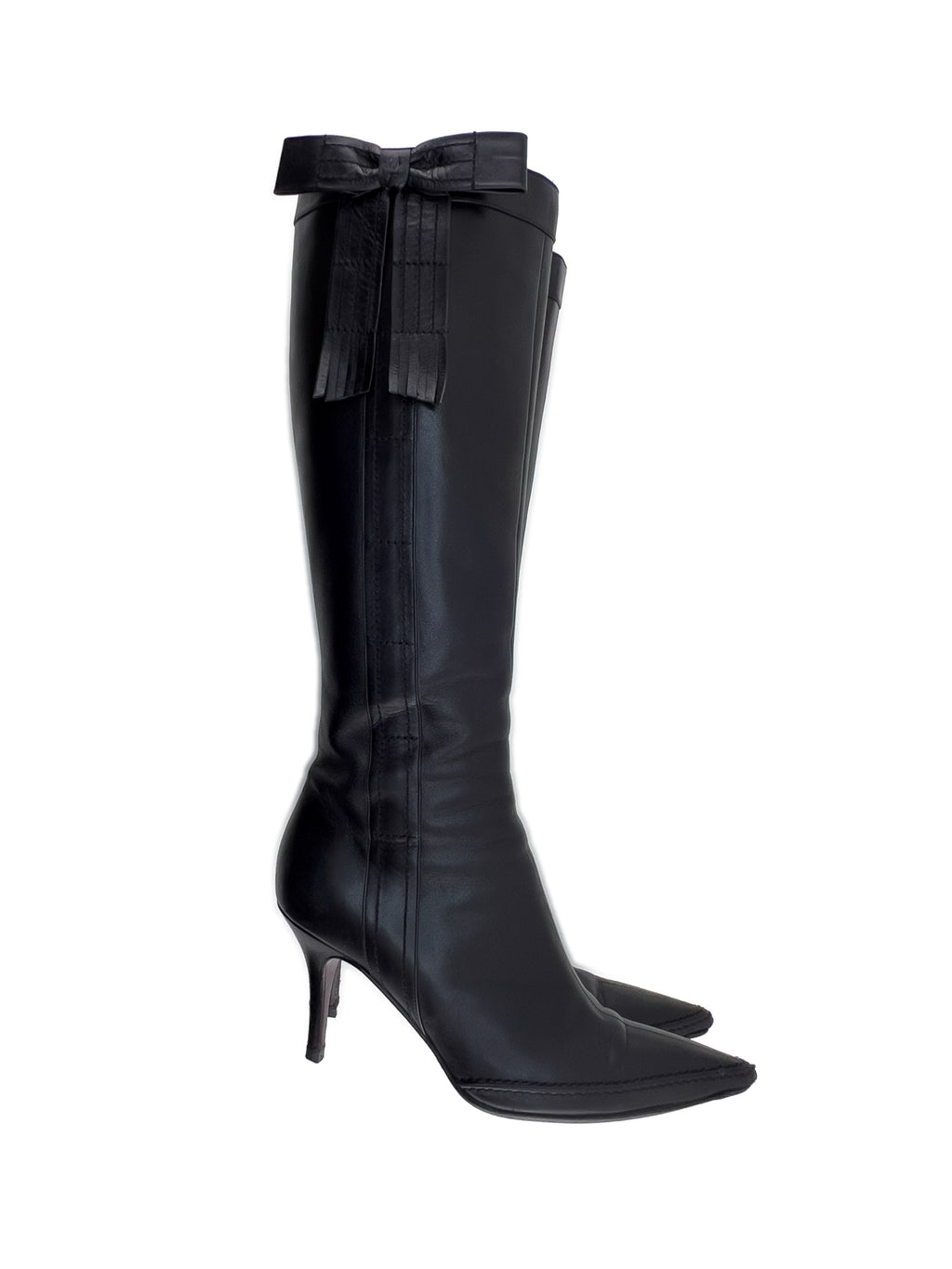Chanel Black Bow-tie Tall Boots