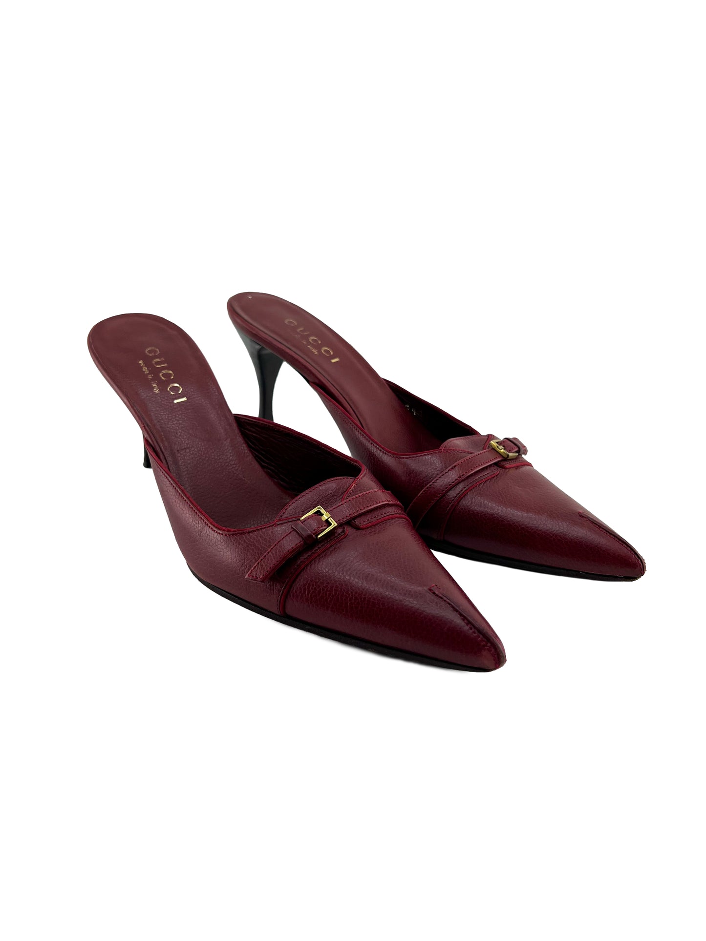 Gucci Dark Red Pointed Toe Mules