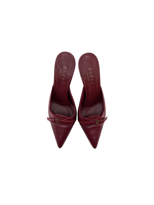 Gucci Dark Red Pointed Toe Mules