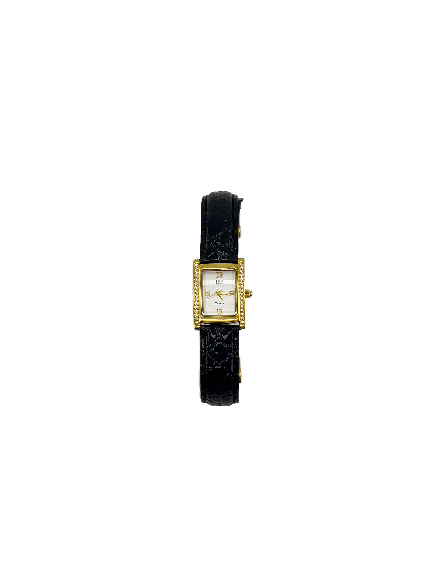 Black Leather Strap Gold Watch