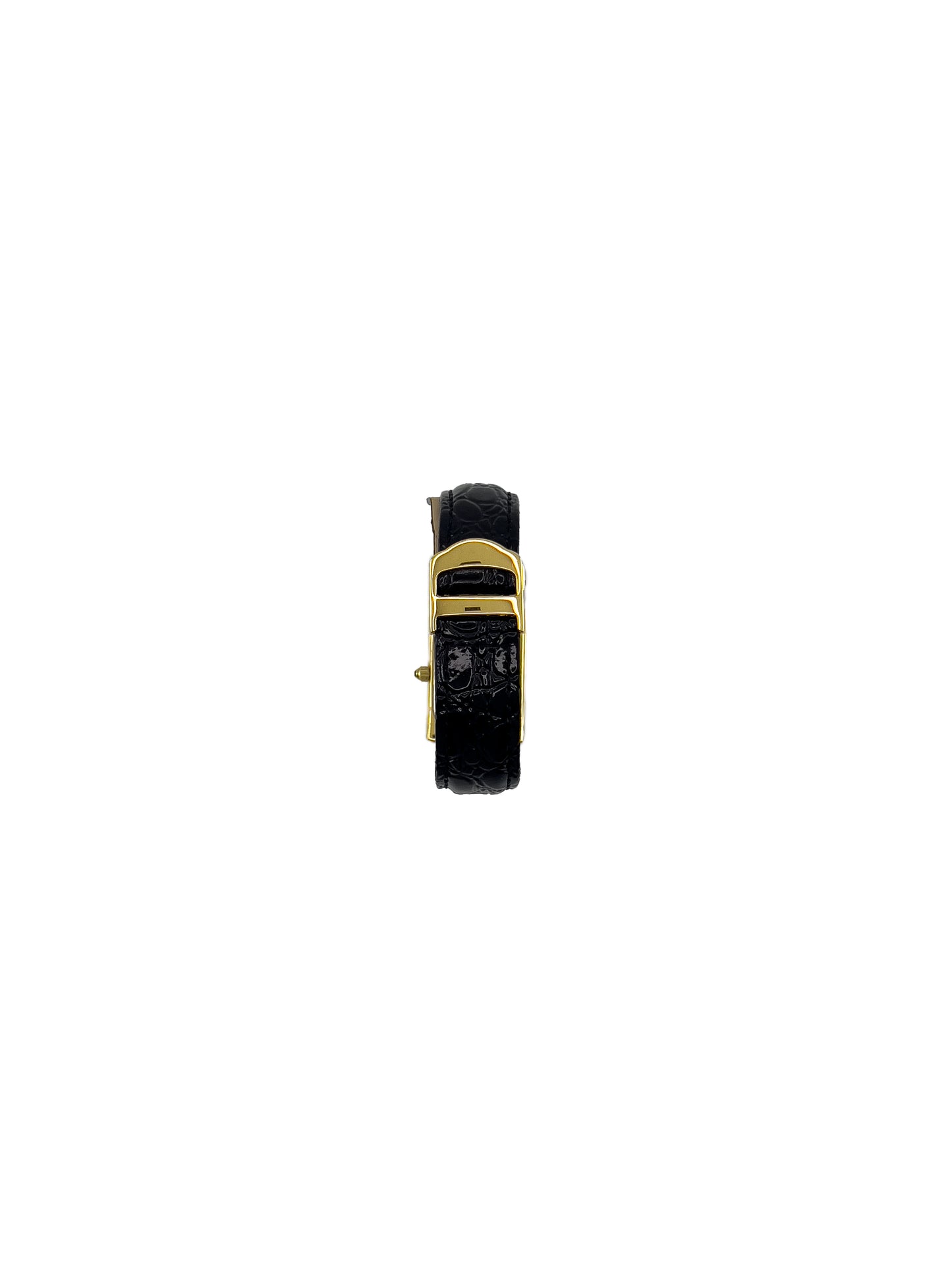 Black Leather Strap Gold Watch