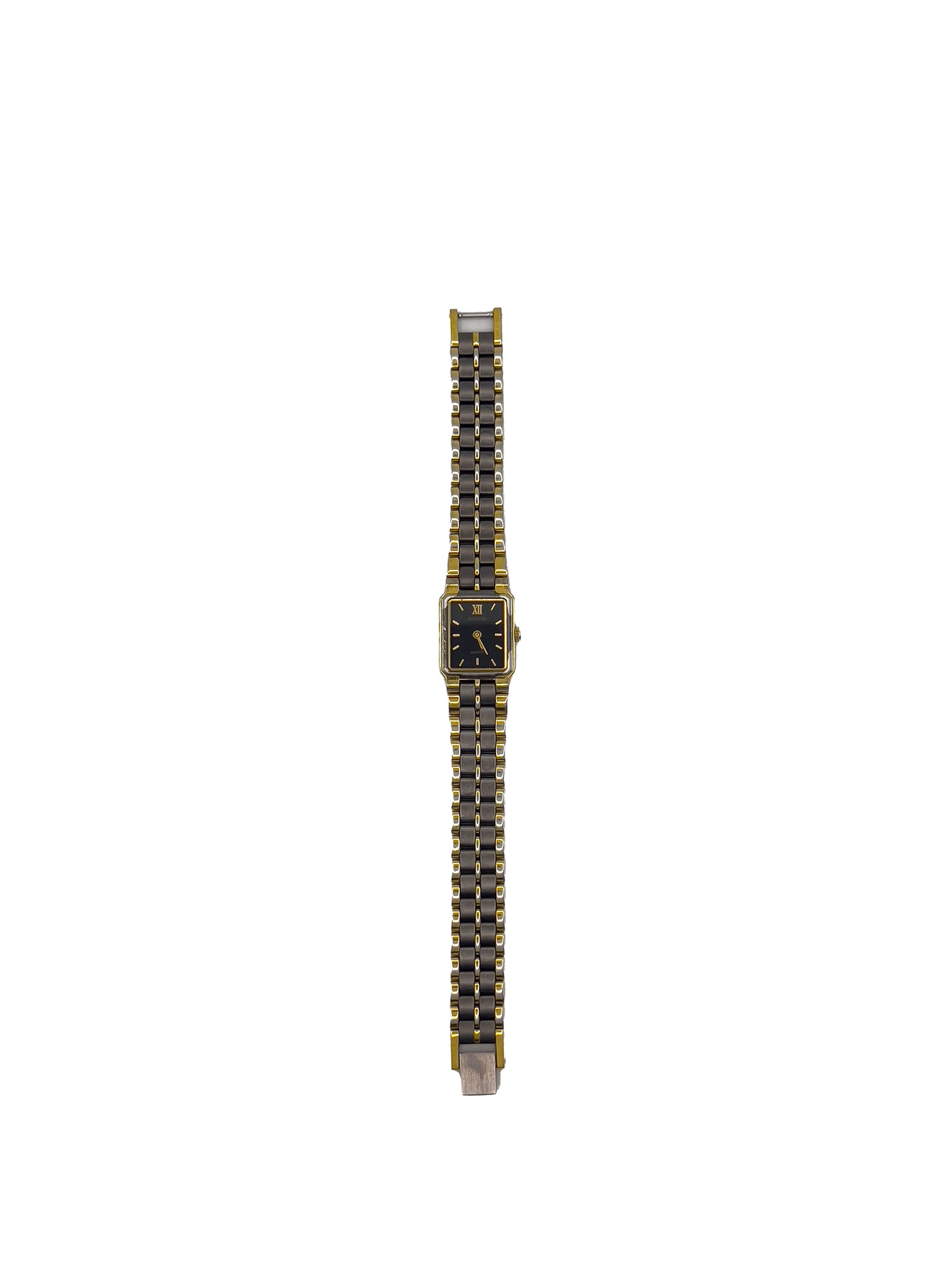 Two-Tone Gold & Gunmetal Rectangle Link Watch