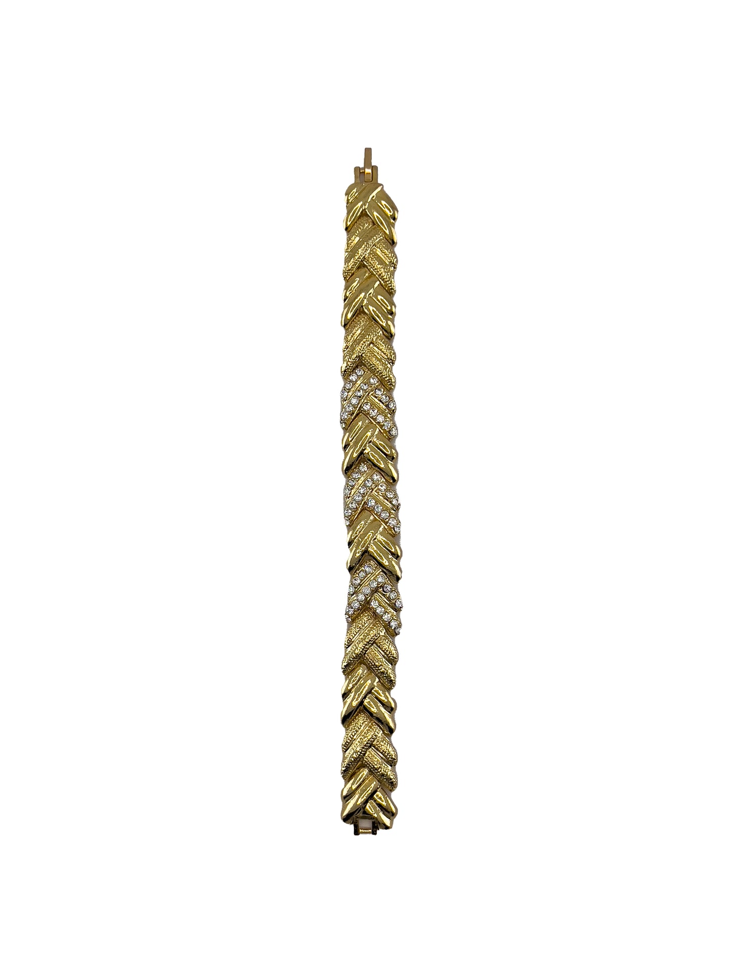 Rhinestone Herringbone Gold Bracelet