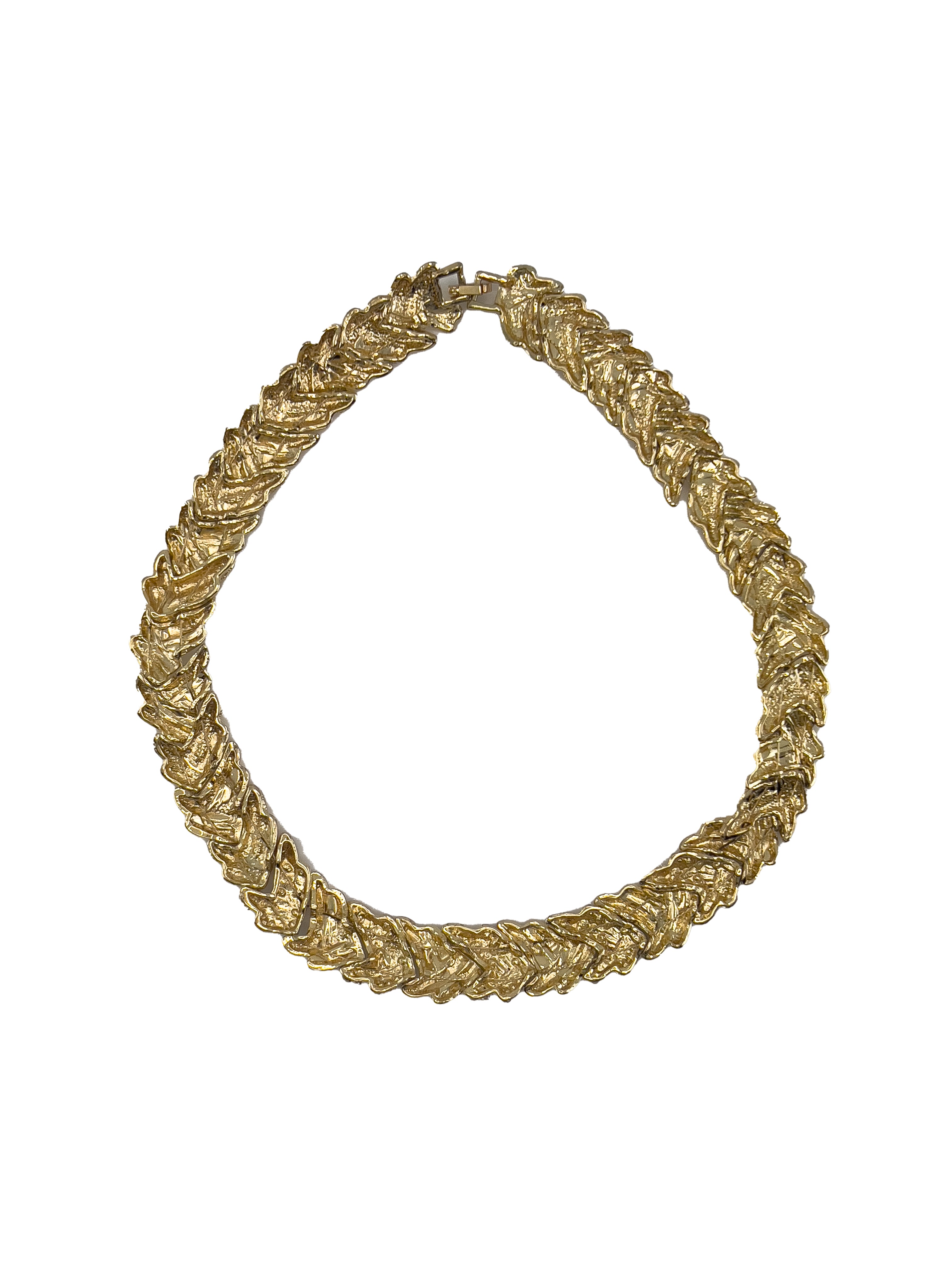 Rhinestone Gold Herringbone Choker Necklace