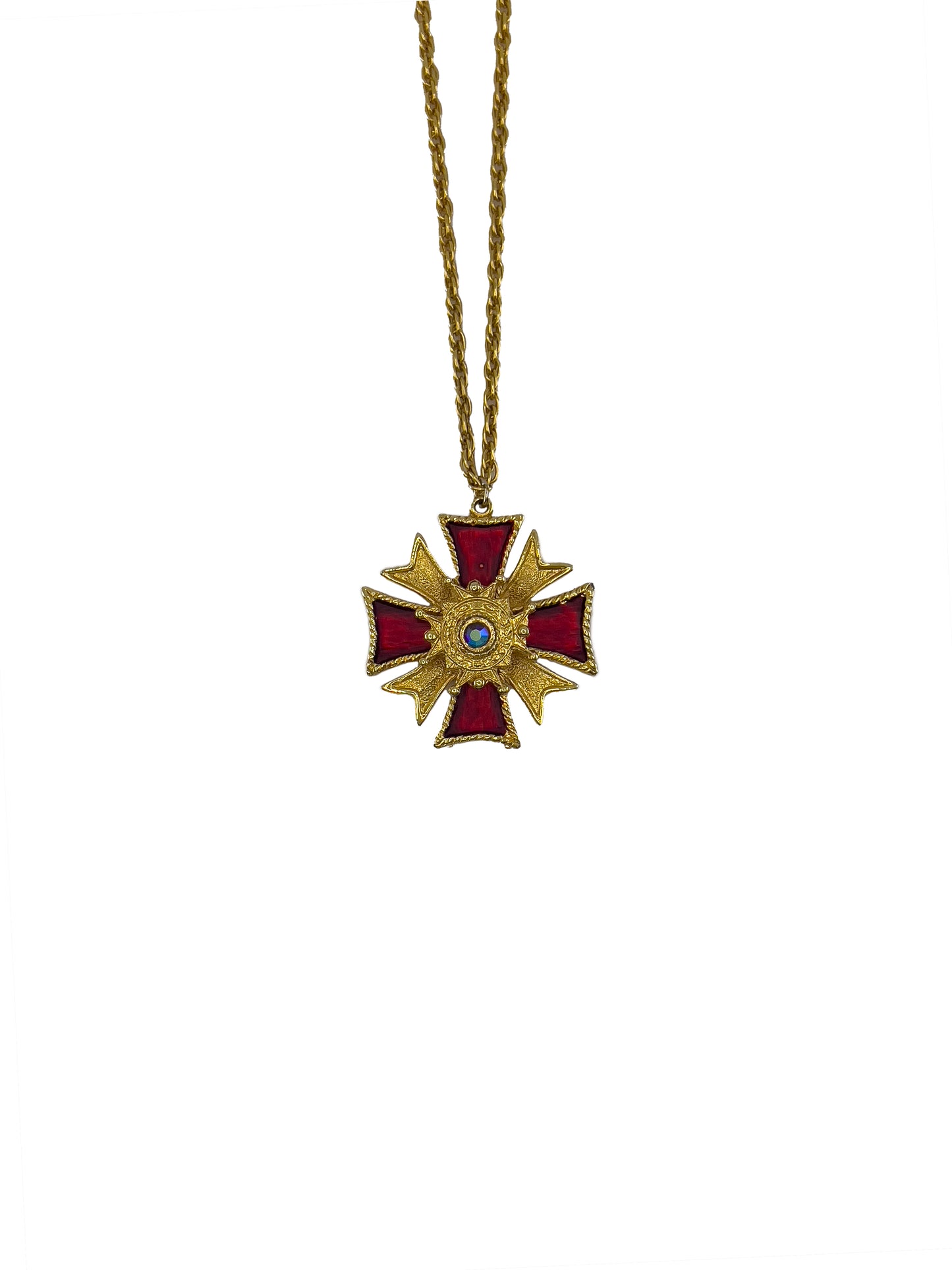 Red Cross Large Pendant Necklace