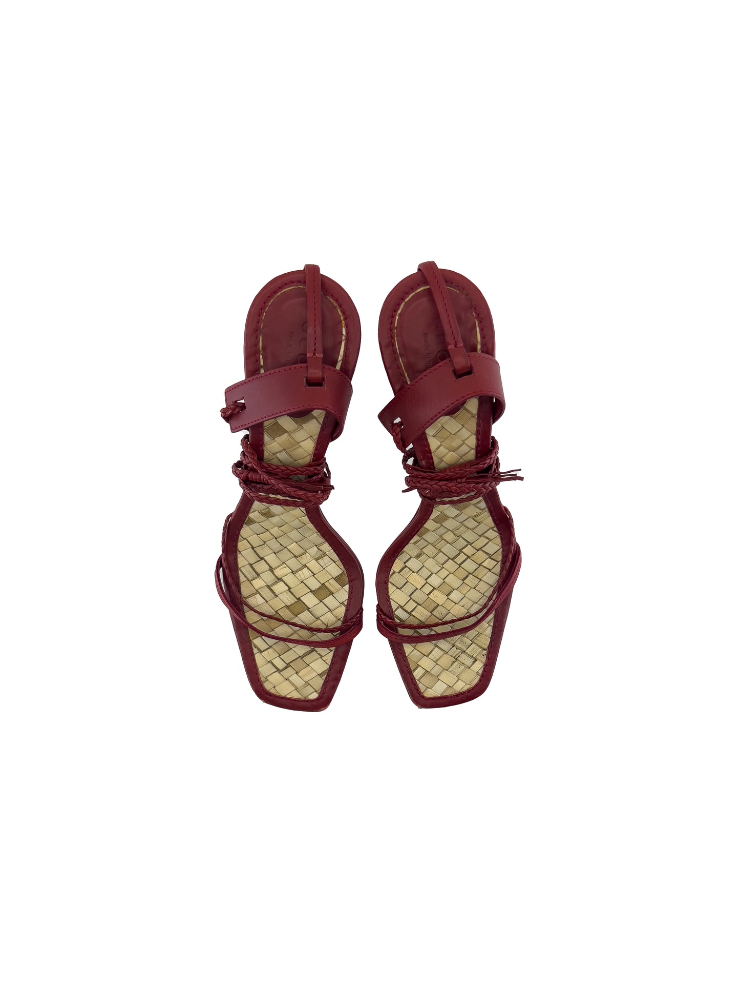 Gucci Woven Strappy Dark Red Heels