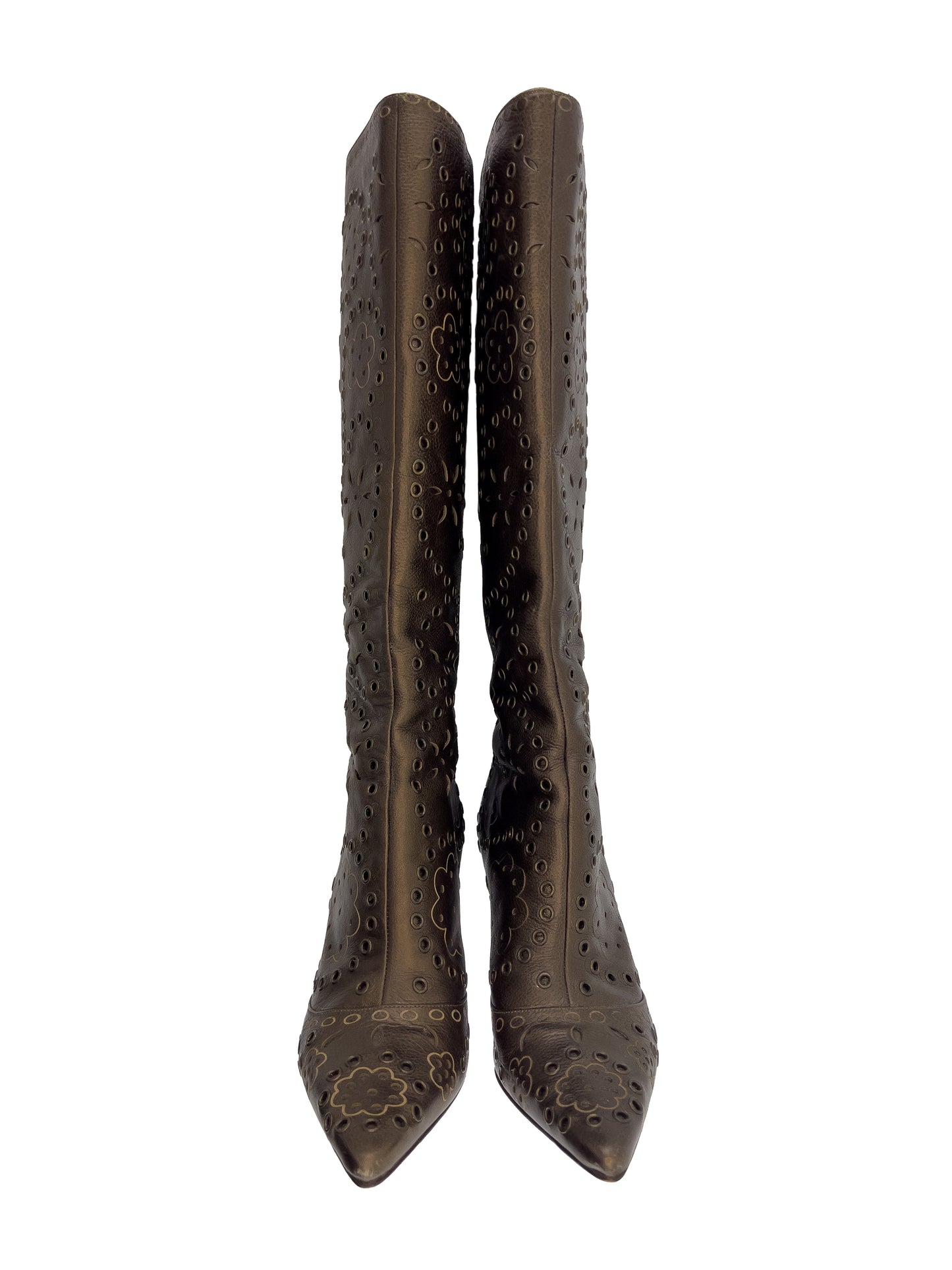 Jimmy Choo Bronze Grommet Tall Boots