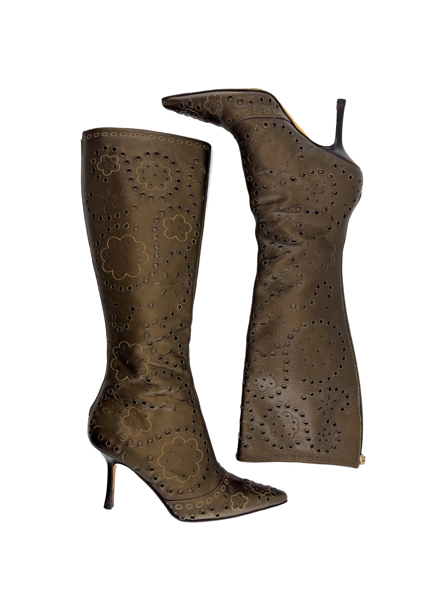 Jimmy Choo Bronze Grommet Tall Boots