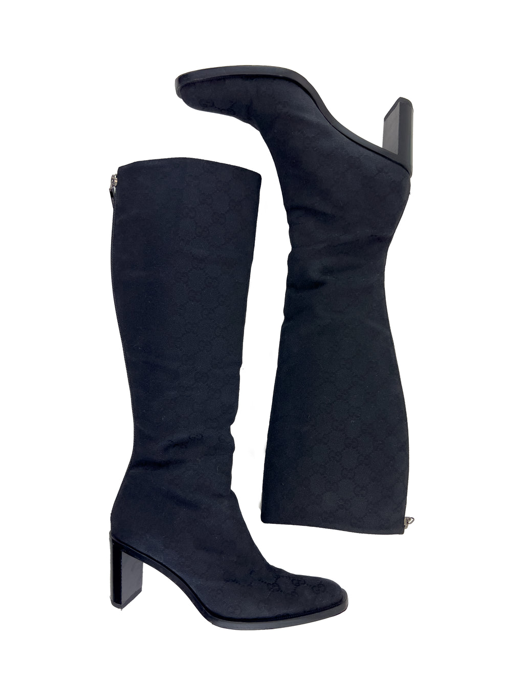 Gucci Monogram Black Canvas Tall Boot