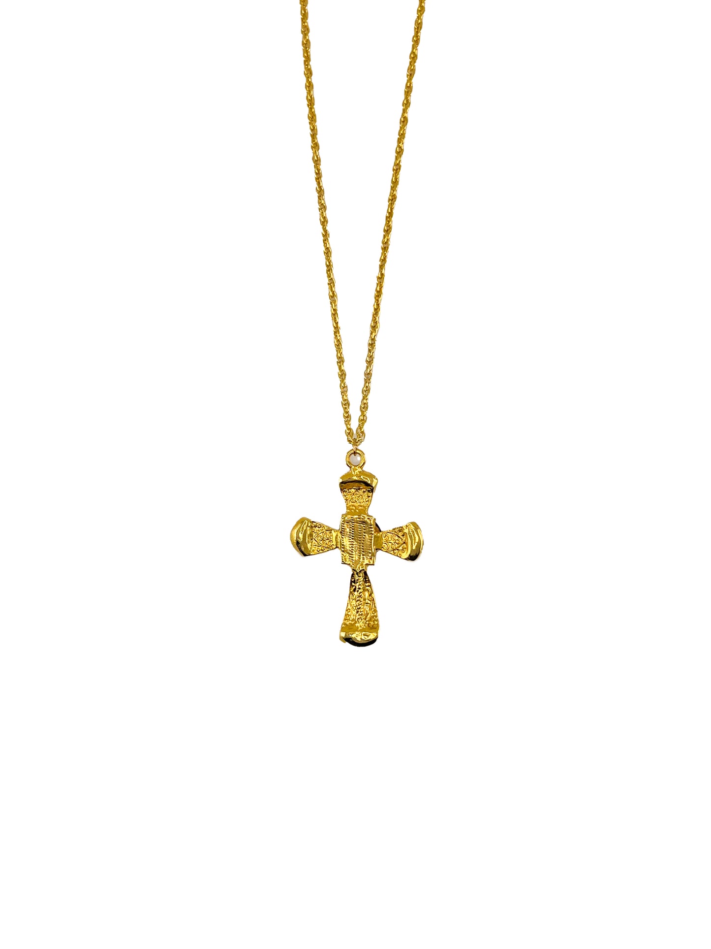 Emerald Gemstone Gold Cross Necklace