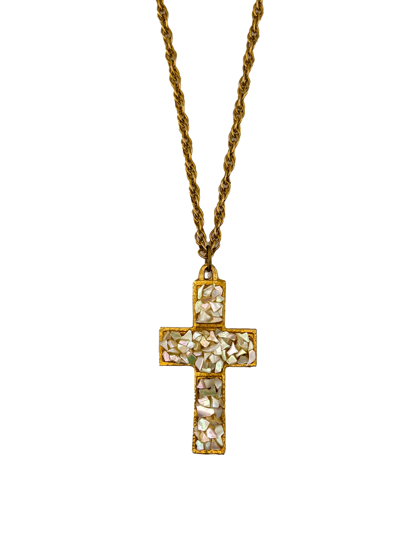 Crushed Opal XL Cross Pendant Necklace / Body Chain