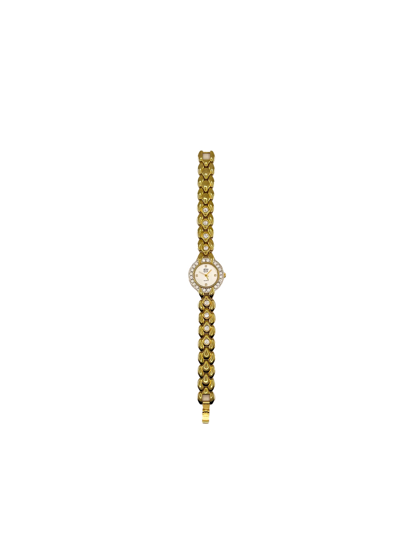 Rhinestone Bezel Gold Watch