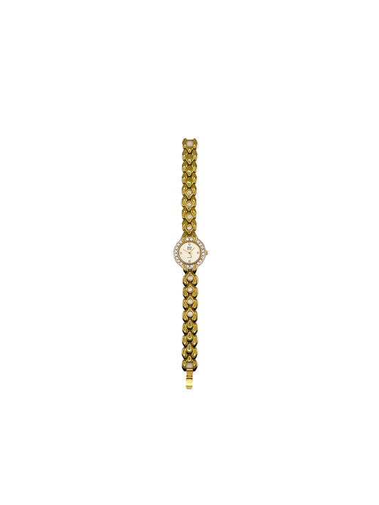 Rhinestone Bezel Gold Watch