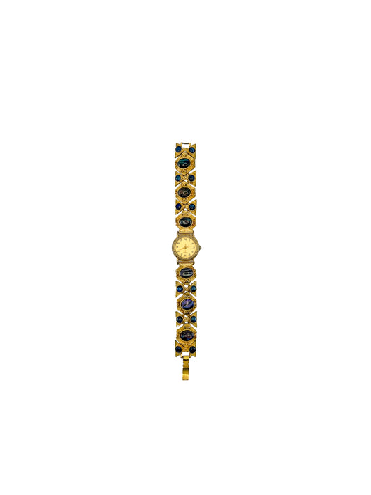 Dark Blue Green Stone Gold Watch