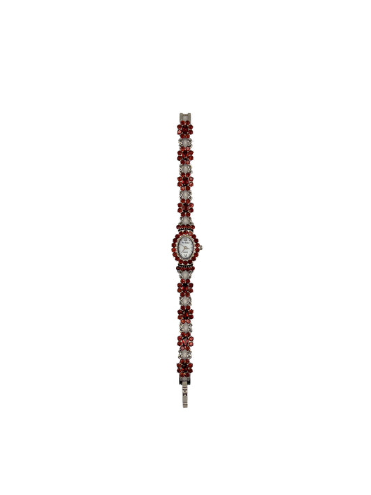 Dark Red Gemstone Watch