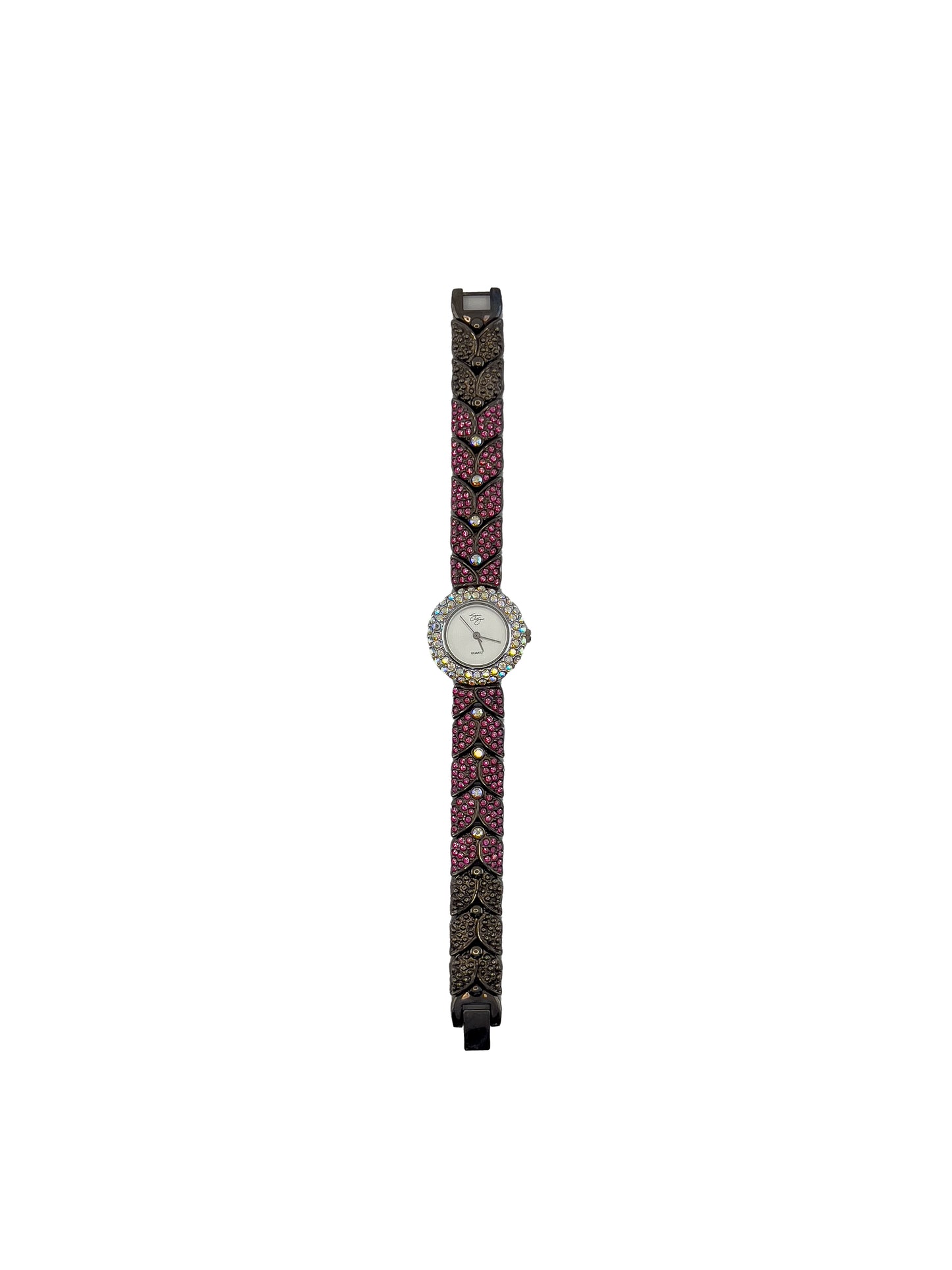 Pink Rhinestone Gunmetal Watch