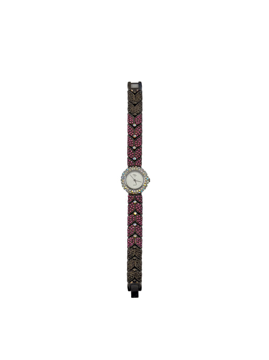 Pink Rhinestone Gunmetal Watch