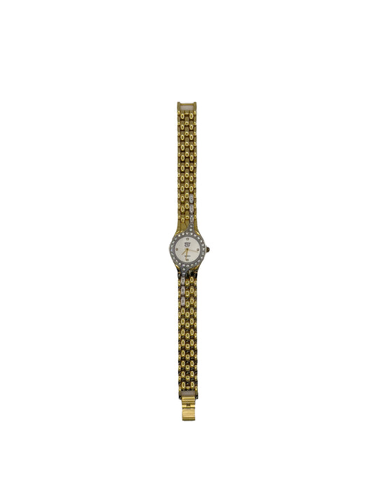 Rhinestone Bezel Drip Gold Watch