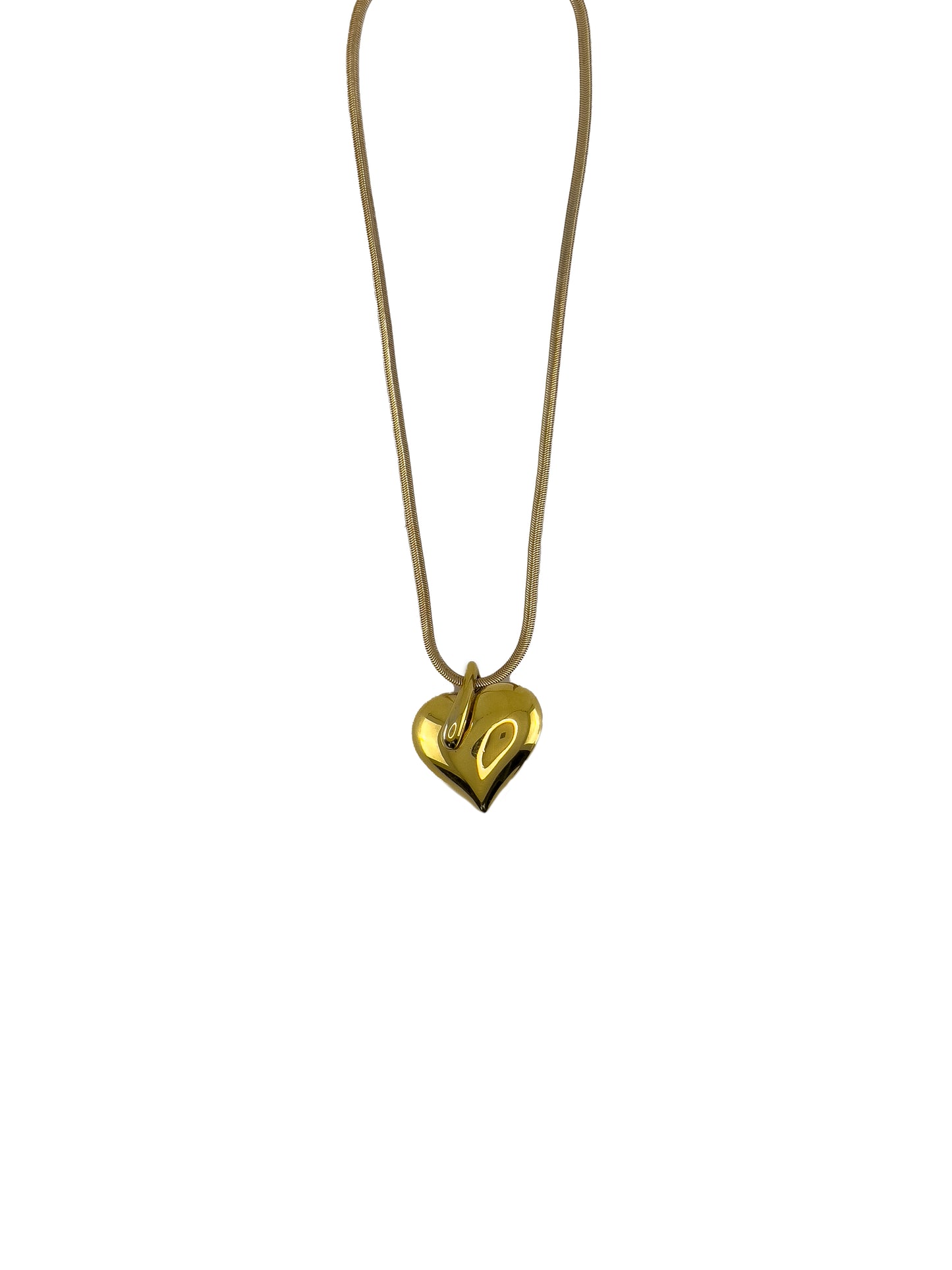 Gold Puffy Heart Necklace